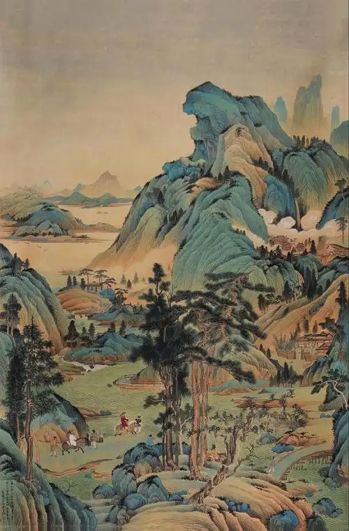 临南唐董源江堤晚景 镜心 设色绢本】拍卖品_图片_价格_鉴赏_绘画