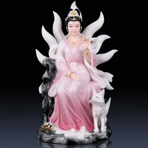 九尾狐仙神像 汉白玉狐仙娘娘 招财 旺桃花 守姻缘胡仙 居家摆件