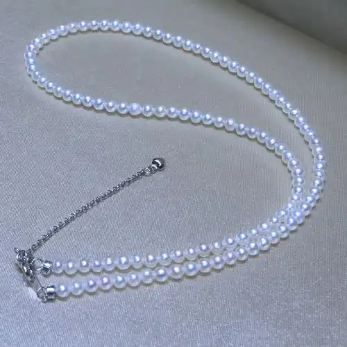 s925银淡水小米珍珠项链3-4mm近正圆强光串链锁骨链简约baby链女
