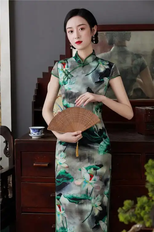 上海旗袍2021年夏季新款中国国风日常可穿气质名媛旗袍