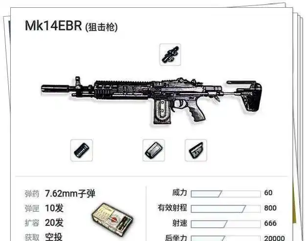 分别是sks,mini14,vss以及mk14(更喜欢称呼它是精确射手步枪)