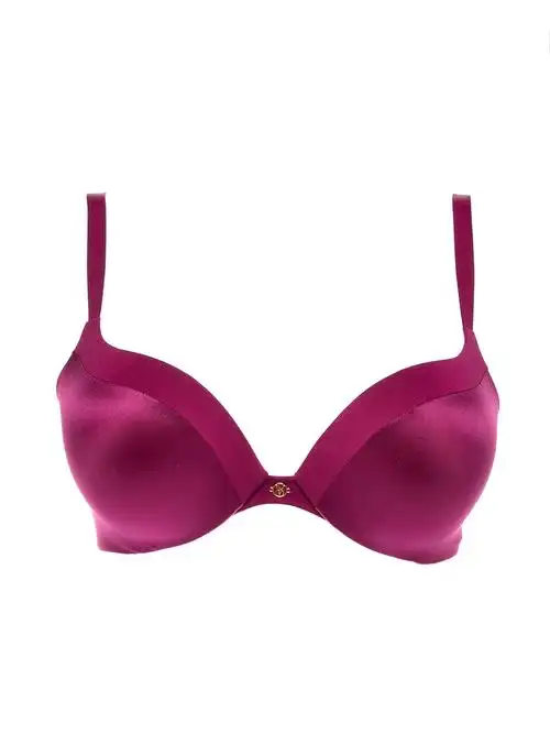 紫红色光面3/4杯聚拢文胸