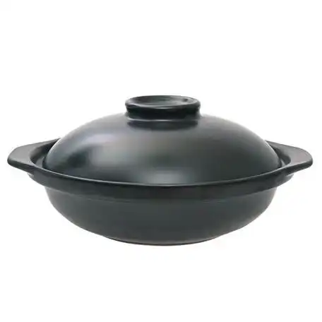 陶瓷明火耐高温鱼头火锅砂锅汤锅炖锅浅口锅家用商用黑色砂锅|黑色带