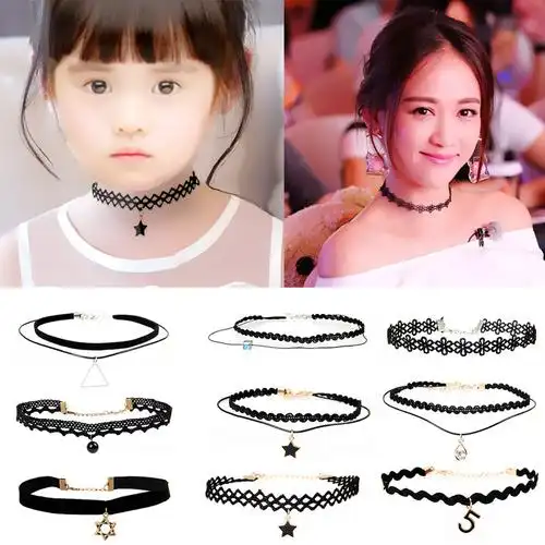 儿童锁骨链宝宝项圈女童项链蕾丝公主颈链颈圈淑女短项链女孩短链