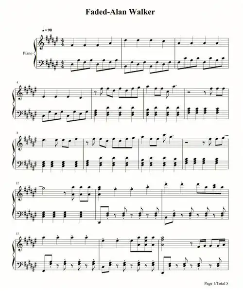来啦,这次是钢琴#钢琴  #钢琴谱  #alanwalker  #faded  #faded钢琴谱