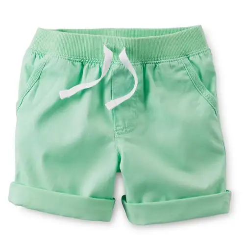 carters girls woven poplin roll tab shorts (2 toddler, green)