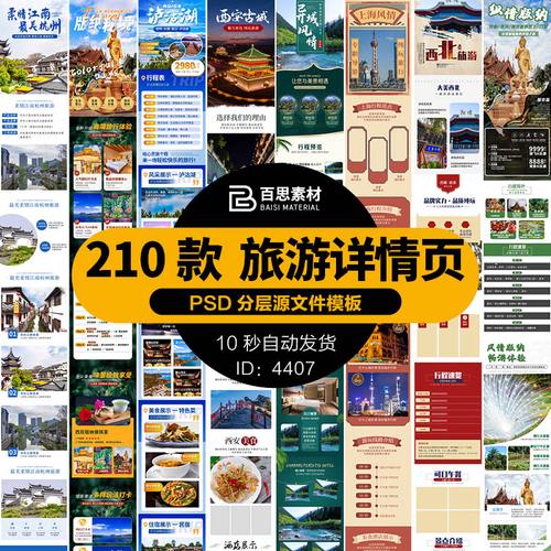 电商旅游国内云南景点游玩行程介绍详情页长图模板psd设计素材ps