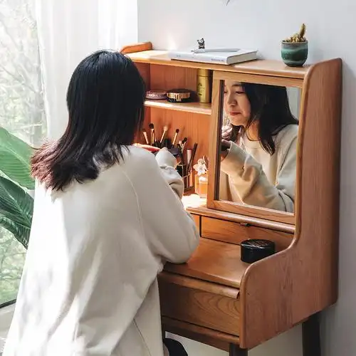 木邻/爱莎梳妆台 北欧实木小户型化妆桌现代简约卧室收纳柜化妆台