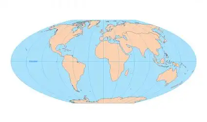 由于其边界经线过度向外凸出,因此在地图轮廓附近产生了显著畸变.