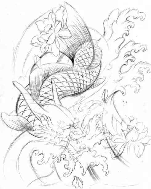 35组鳌鱼纹身手稿图案欣赏