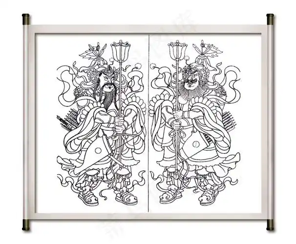 门神 白描图片