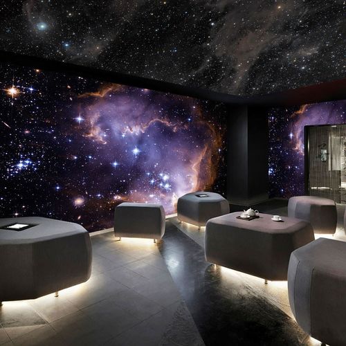 t星空顶天花板吊顶墙纸ktv酒吧包厢宇宙夜空壁纸影院卧室餐厅壁画