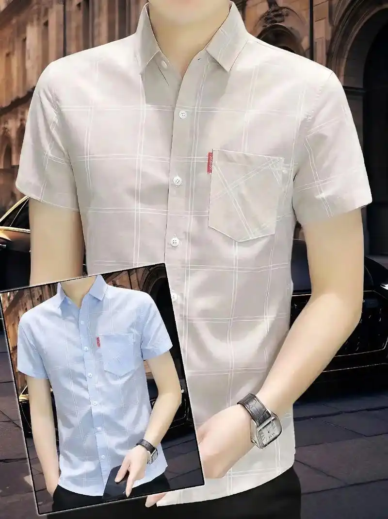 男士冰丝短袖衬衫