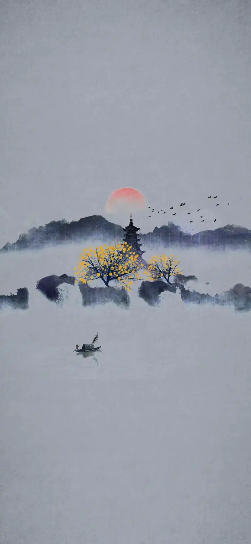 手机壁纸 #古画 #中国山水画 #创作灵感 - 抖音