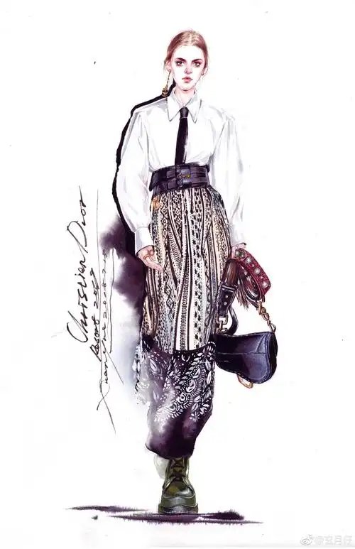 时装绘画 服装设计 手稿 插画师微博@玄月仔