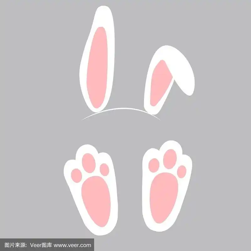 可爱的复活节兔子兔子脚插图
