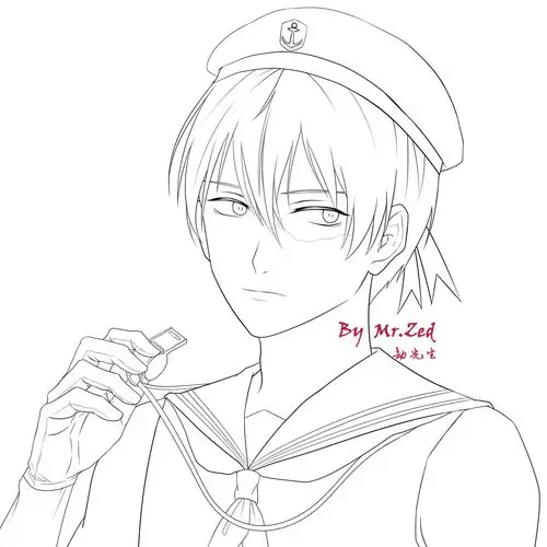 特别喜欢勾线稿,一个水手paro