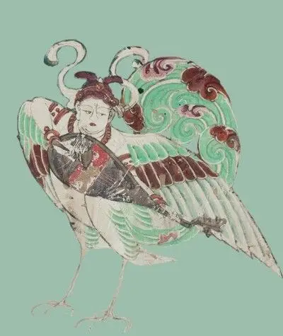 中唐·榆林窟第25窟·观无量寿经变中的迦陵频伽