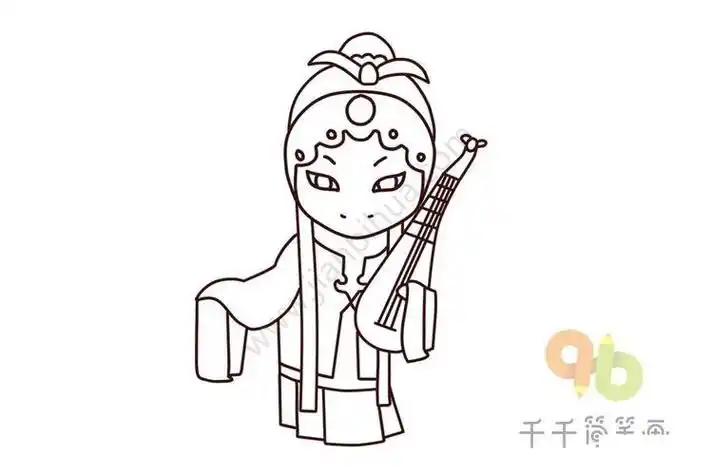 素材京剧牡丹亭惊梦柳梦梅简笔画图片戏曲人物简笔画京剧人物简笔画