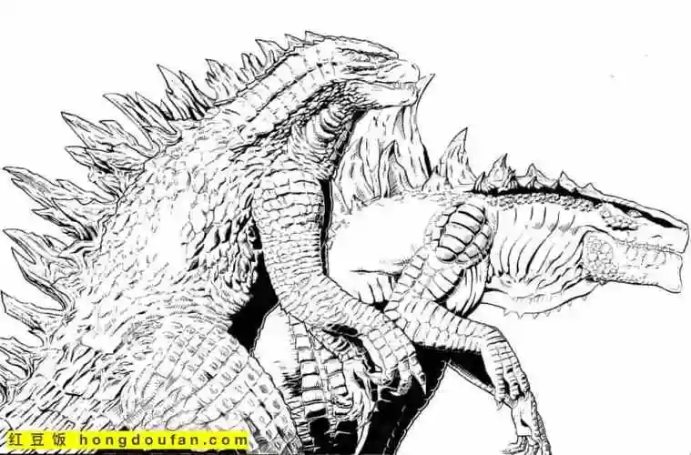 4到8岁孩子们最爱的10张哥斯拉怪兽卡通涂色简笔画