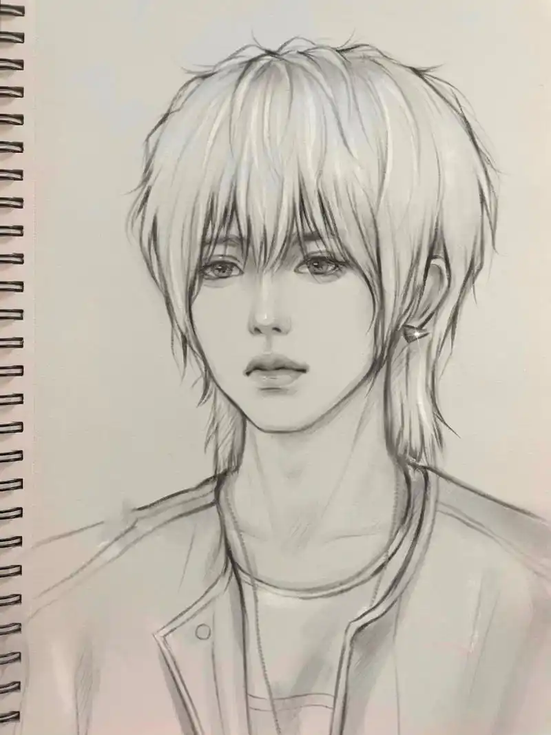 蔡徐坤 | 画画 这个粉色造型也太漫画感了 线稿练习 ——797979