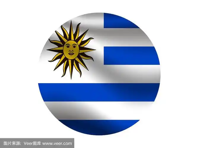 乌拉圭国旗内圆,白色背景.为你的业务.原色和比例.