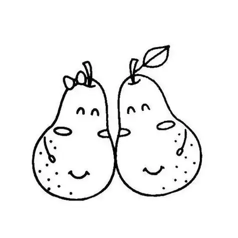 儿童学画水果两只的梨简笔画胖嘟嘟的脸弯弯的嘴眼睛笑嘻嘻点击查看