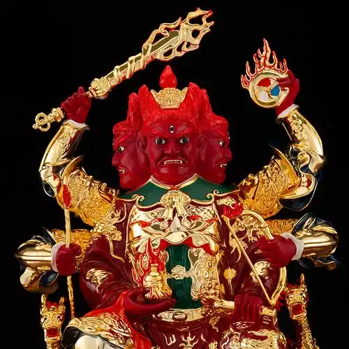 神像火德真君纯铜鎏金道教神仙火仙寺庙供奉摆件