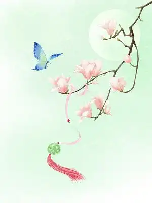 古风手绘唯美蝴蝶玉兰插画古风中国风唯美植物