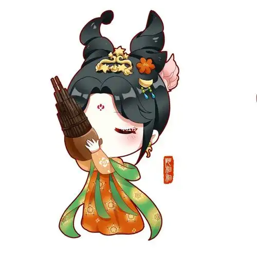 一组原创q版民乐唐风女孩绘画分享可爱头像