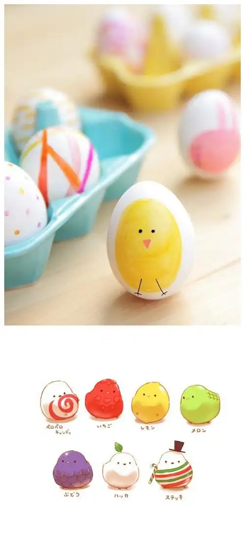 【彩生代】超萌的鸡蛋手工画,简单描上几笔,萌萌的样子很有爱.好卡哇