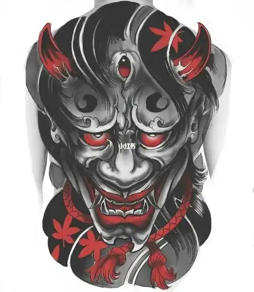 满背般若纹身图案素材手稿