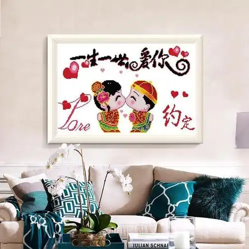 5成交350个黄金满地十字绣线绣新款手工刺绣风景挂画客厅大画黄金满地