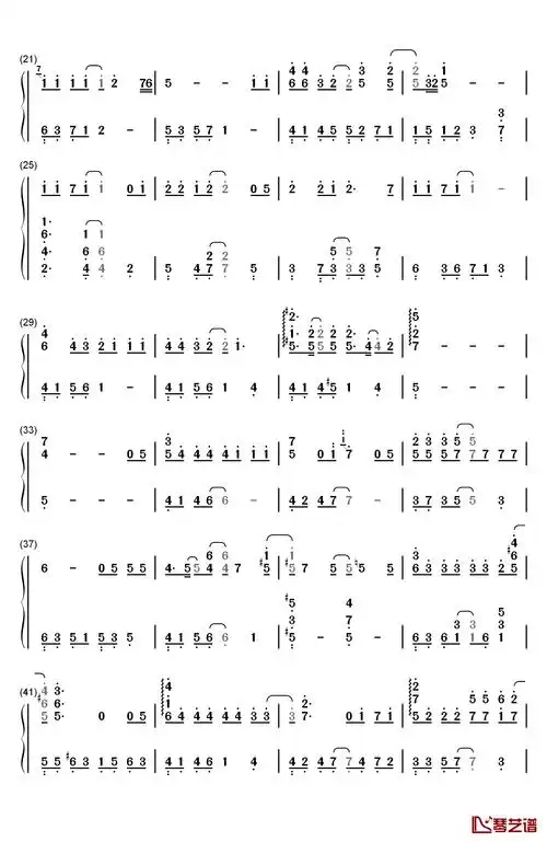 一个人钢琴简谱-数字双手-张艺兴2