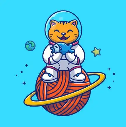 创意卡通猫咪宇航员矢量素材