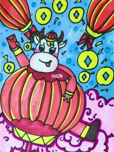 牛气冲天简笔画牛气冲天简笔画彩色