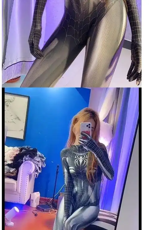 品质精选蜘蛛侠紧身衣女款大人黑色蜘蛛服装抖音同款变装cos服mj连体