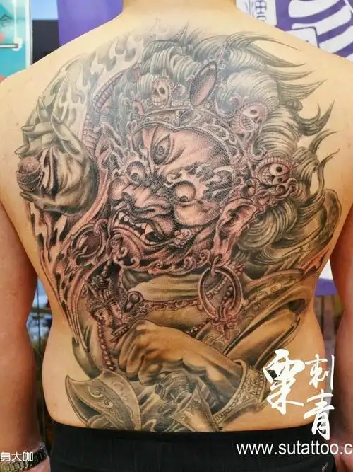 满背大黑天 _纹身图案手稿图片_粟刺青的纹身作品集