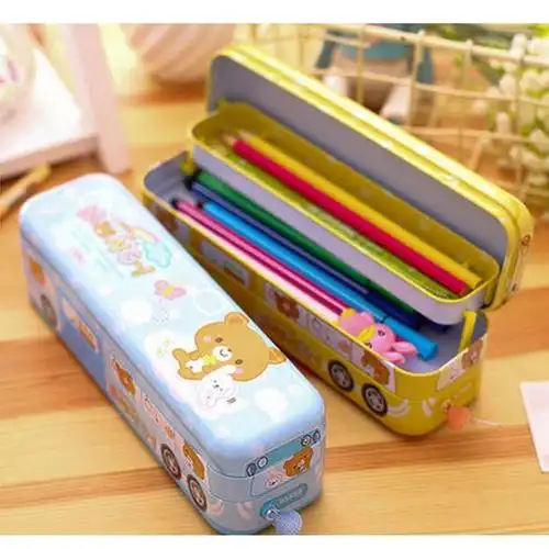 得力多功能文具盒 三层铅笔盒铁质 创意儿童小学生笔盒铁盒男童 1个装