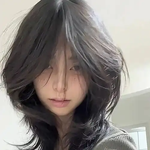 假发短直发狼尾病娇中分刘海中性发型鲻鱼头帅气韩系仿真整顶发套