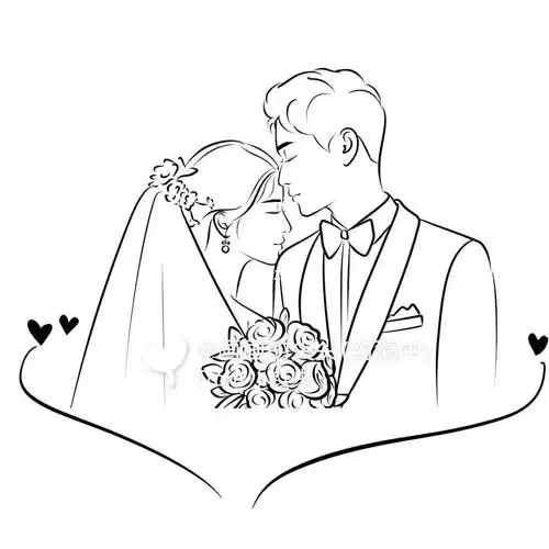 手绘婚纱照人形立牌  #手绘  #寻找小红书绘画大神  #头像  #手绘