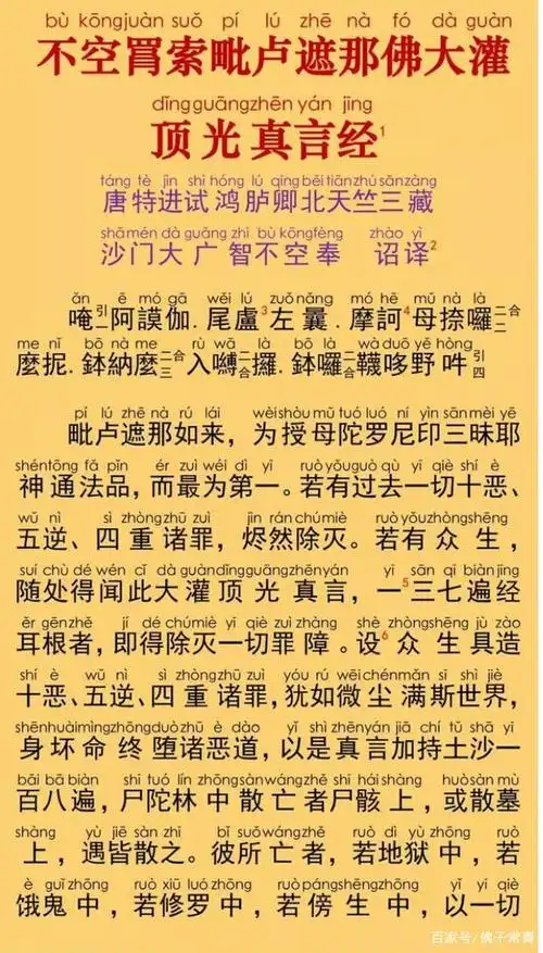 毗卢遮那佛大灌顶光真言