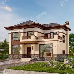 2001新中式三开间二层别墅设计图纸农村两楼自建房设计小面积户型