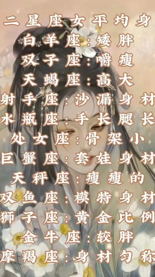 十二星座女平均身材