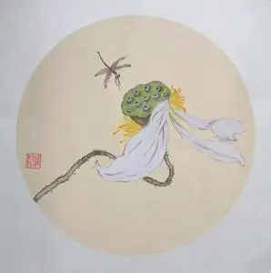 490人付款淘宝纯手绘精品写意荷花图,尺寸38*38熟宣卡纸,无需装裱