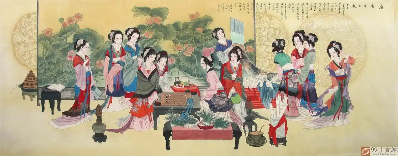 【已售】蒋文秀丈二作品 《金陵十二钗》