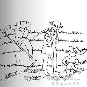 3款农民种地耕地简笔画图片播种前准备工作简笔画辛苦耕作的农民伯伯