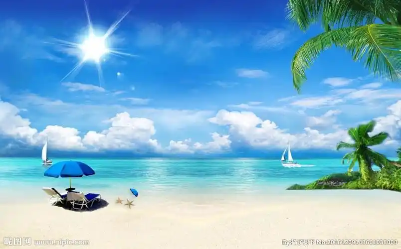沙滩背景墙图片