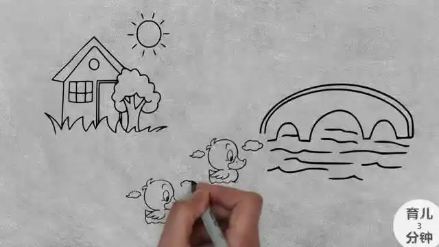 手绘简笔画儿歌《数鸭子》,听儿歌学画画