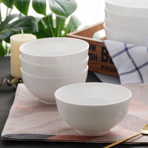 碗4个装 纯白骨瓷碗4.5英寸吃饭碗白色陶瓷碗6寸大碗汤碗家用面碗